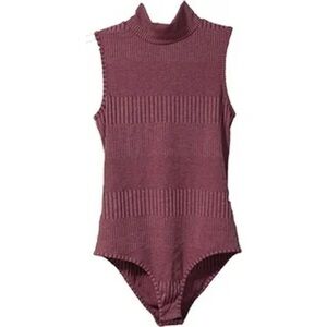 Acemi Purple Ribbed Knit Bodysuit